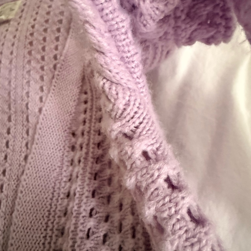 Hippie Rose Lavender Open-Weave Long Cardigan - Picture 6 of 9